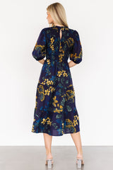 Lena Tiered Midi Dress | Baltic Born Navy + Gold Floral