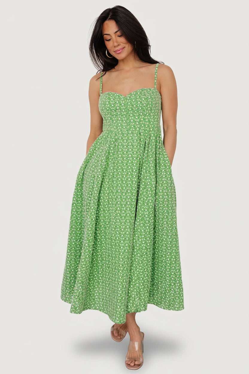 Gracelyn Embroidered Sweetheart Dress | Baltic Born Green Floral