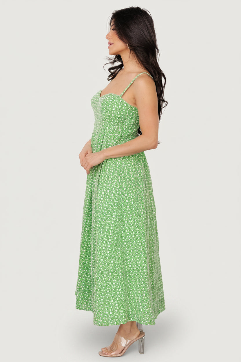 Gracelyn Embroidered Sweetheart Dress | Baltic Born Green Floral