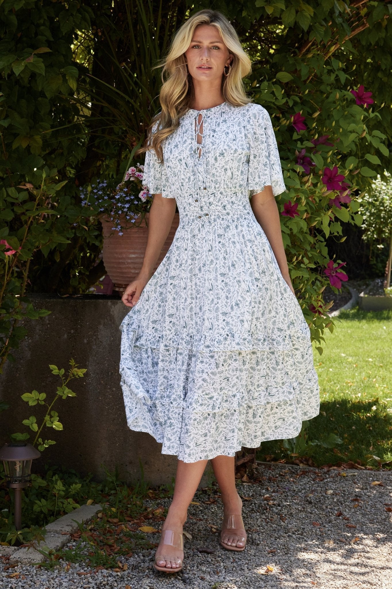 Spell Boho Midi Dress | Baltic Born White + Sage