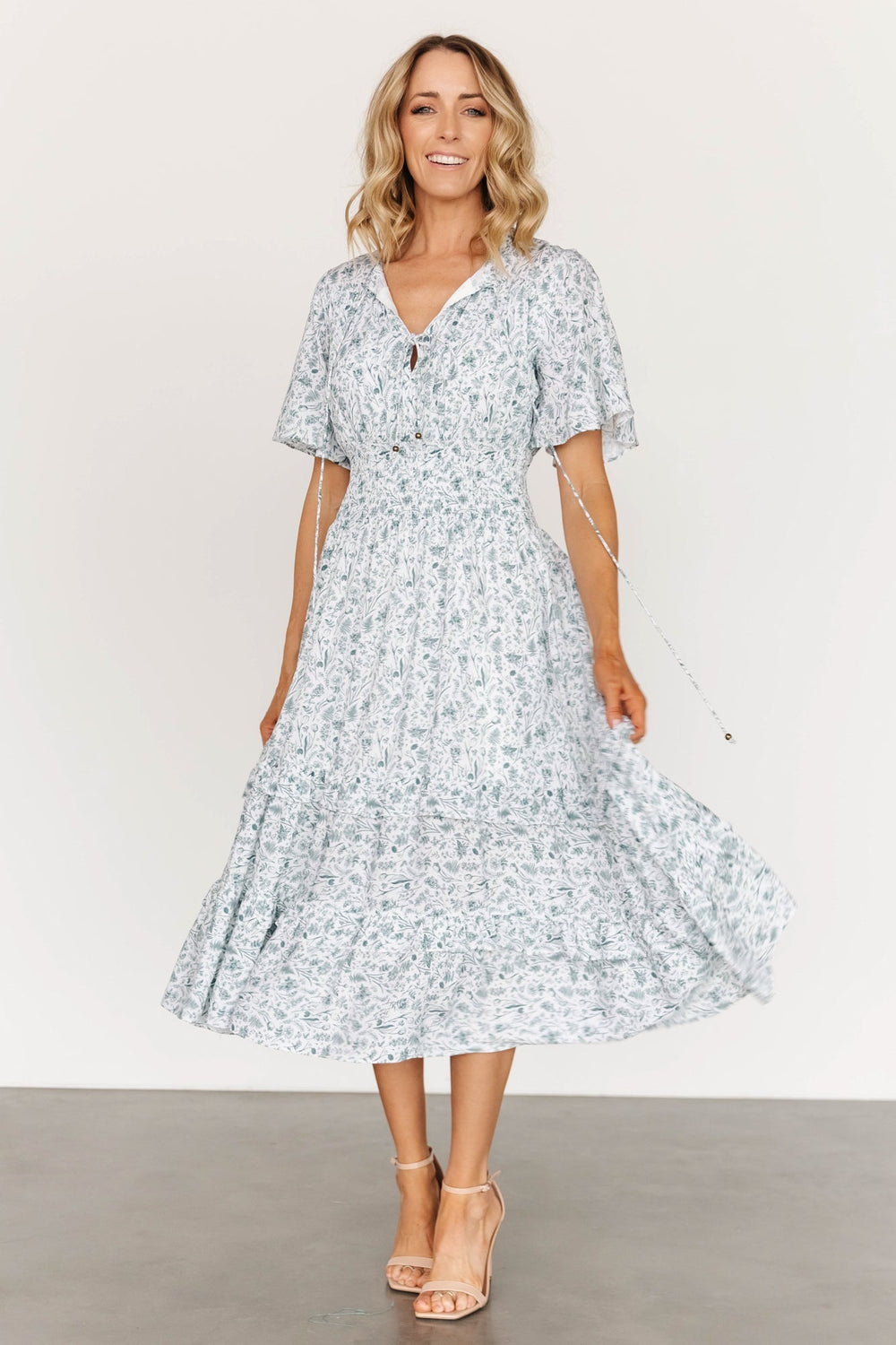 Spell Boho Midi Dress | Baltic Born White + Sage