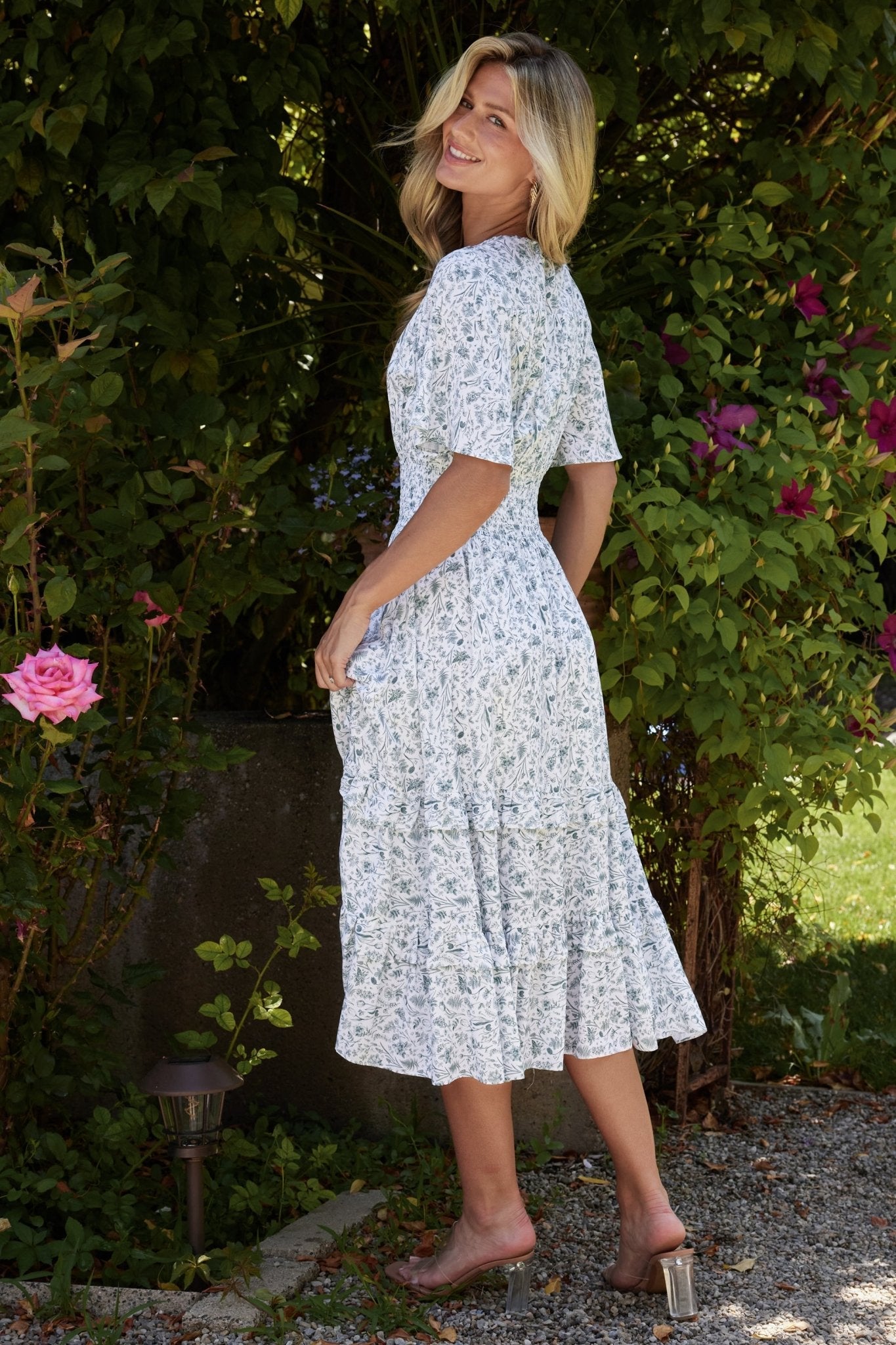 Spell Boho Midi Dress | Baltic Born White + Sage