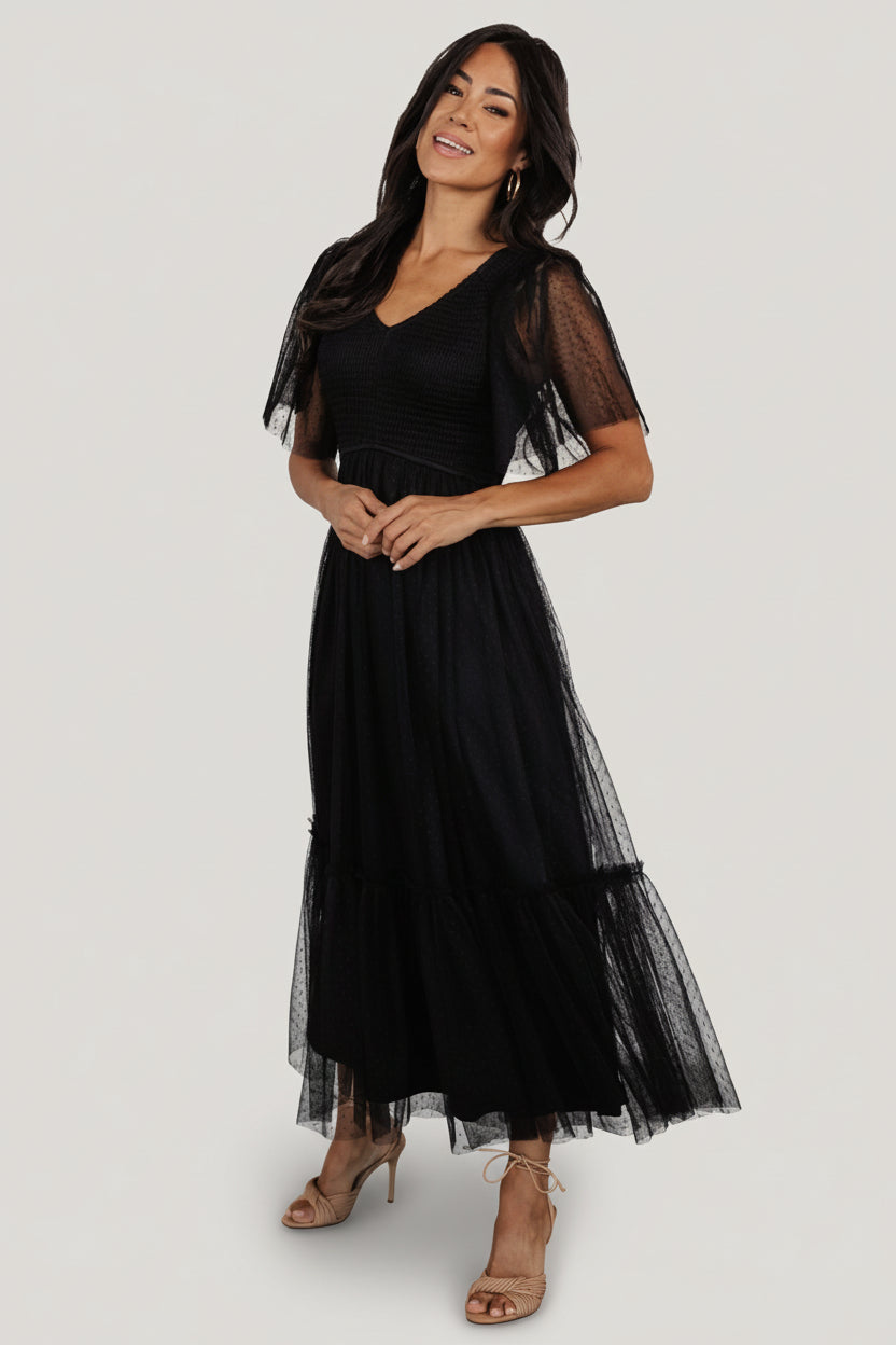 Martha Smocked Tulle Dress | Baltic Born Black