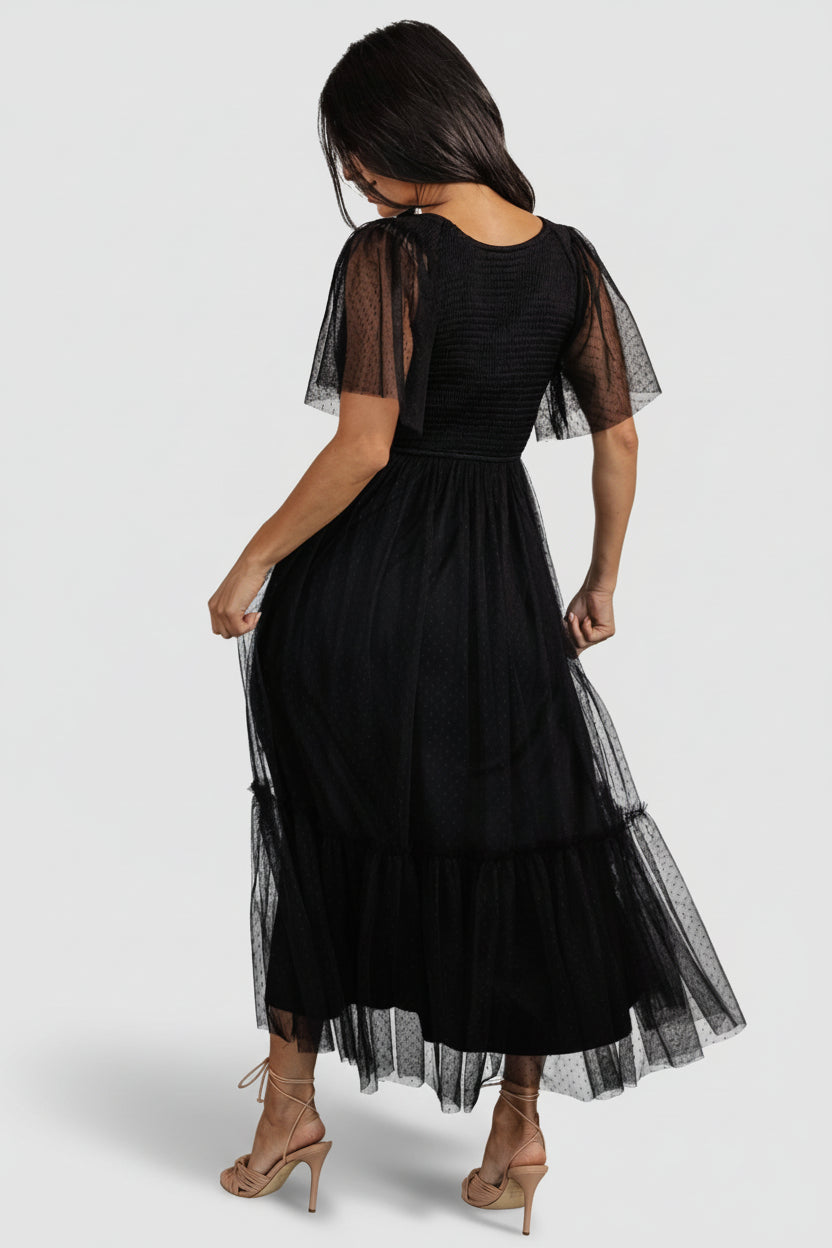 Martha Smocked Tulle Dress | Baltic Born Black