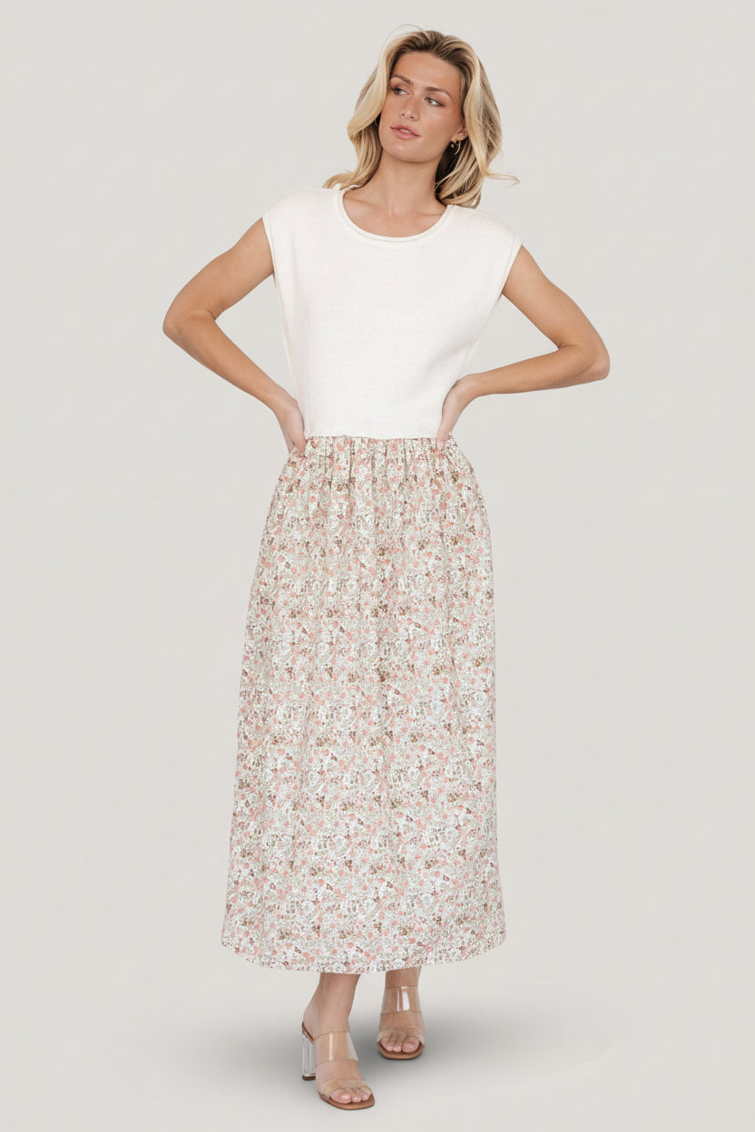 Myra Sweater Dress | Baltic Born Ivory + Coral Floral