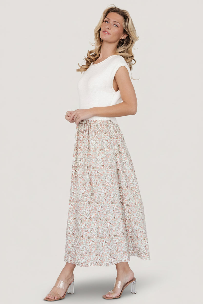 Myra Sweater Dress | Baltic Born Ivory + Coral Floral