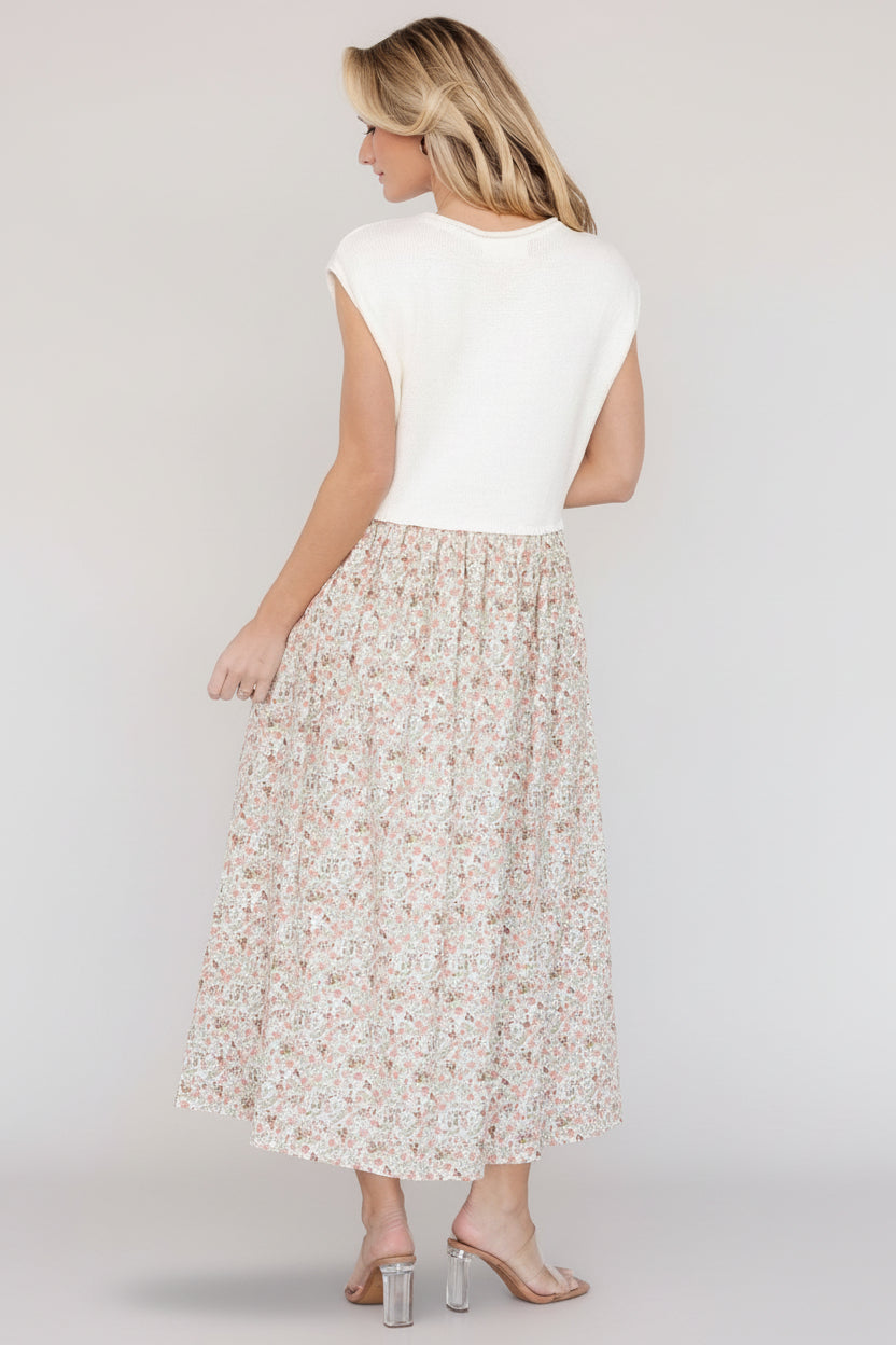 Myra Sweater Dress | Baltic Born Ivory + Coral Floral