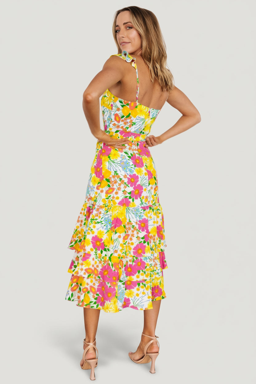 Dani Ruffle Tiered Midi Dress | Baltic Born Multi Floral