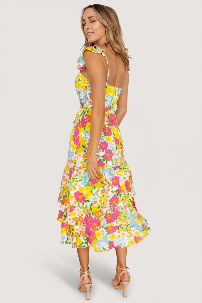 Dani Ruffle Tiered Midi Dress | Baltic Born Multi Floral