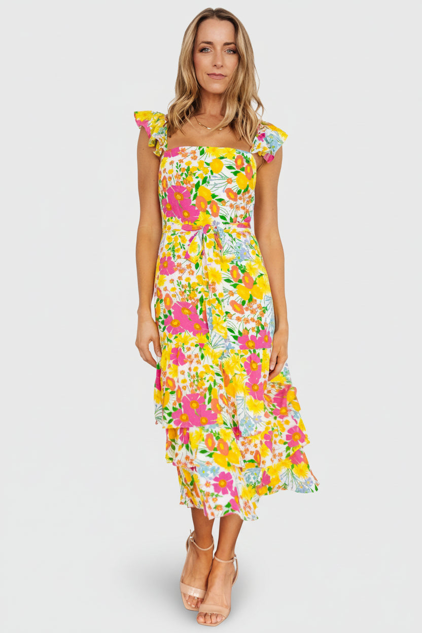 Dani Ruffle Tiered Midi Dress | Baltic Born Multi Floral