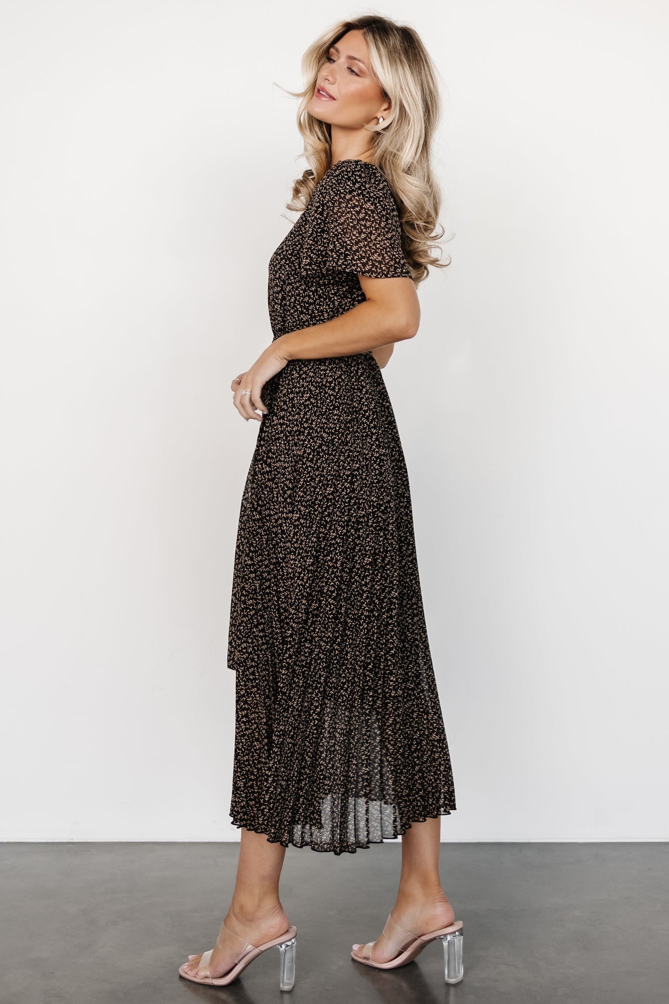 Prim Pleated Dress | Baltic Born Black Print