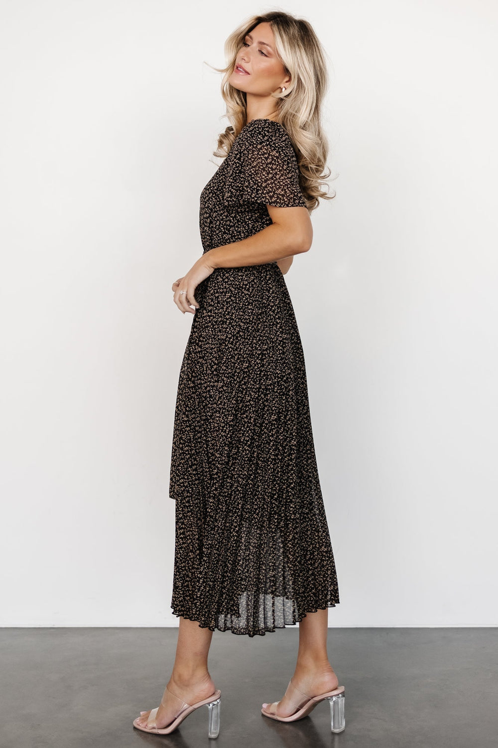Prim Pleated Dress | Baltic Born Black Print