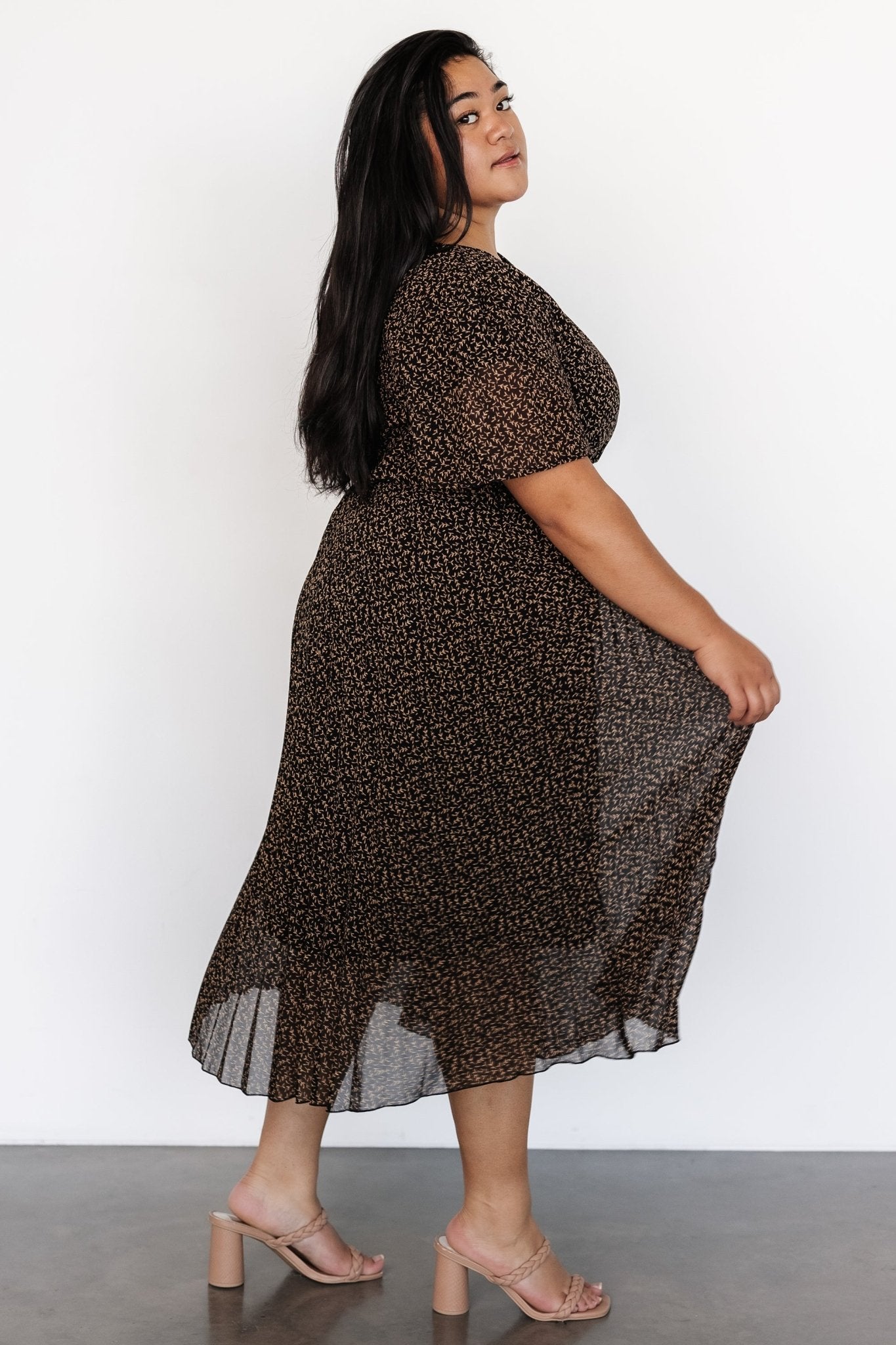 Prim Pleated Dress | Baltic Born Black Print