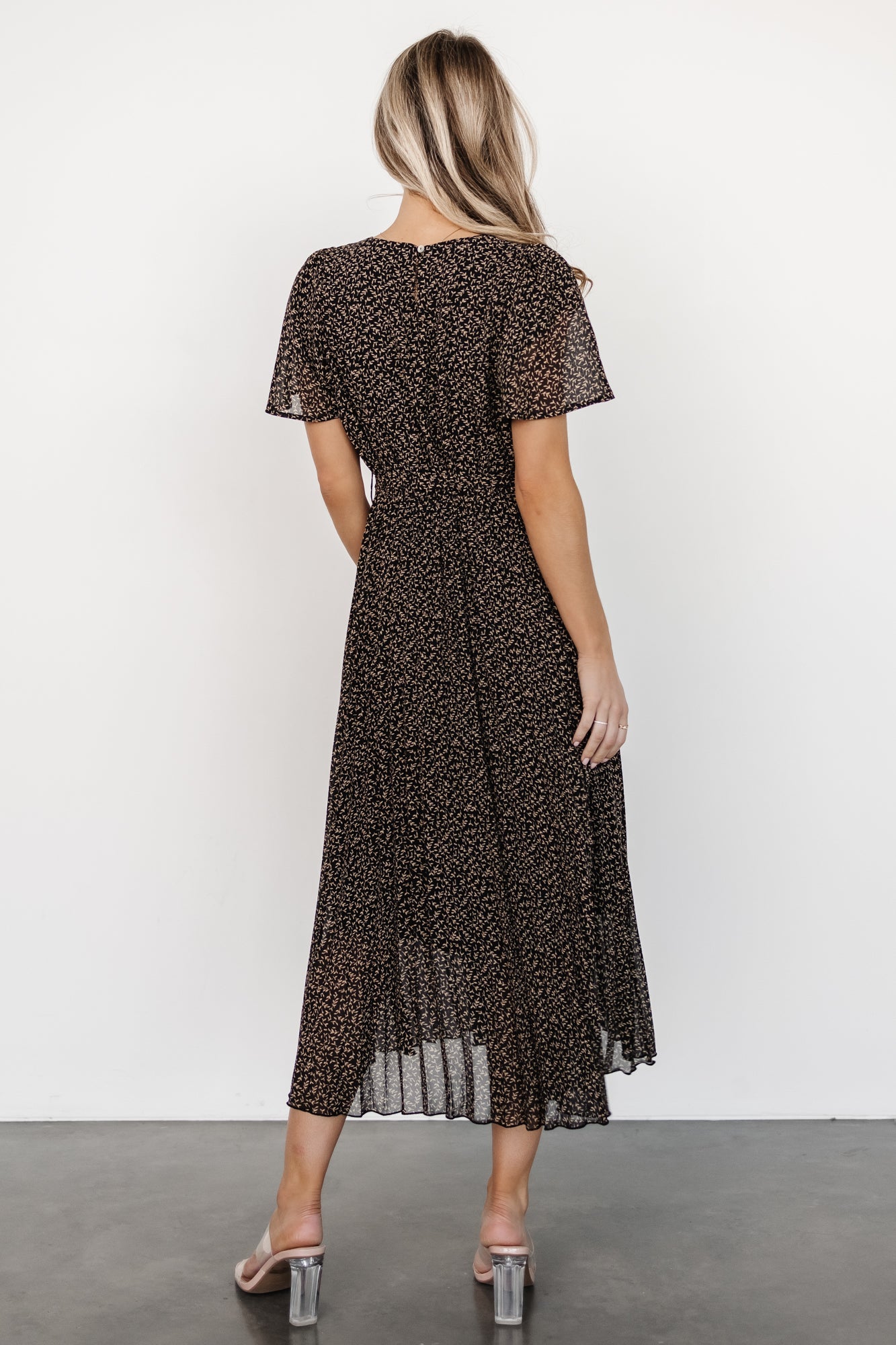 Prim Pleated Dress | Baltic Born Black Print