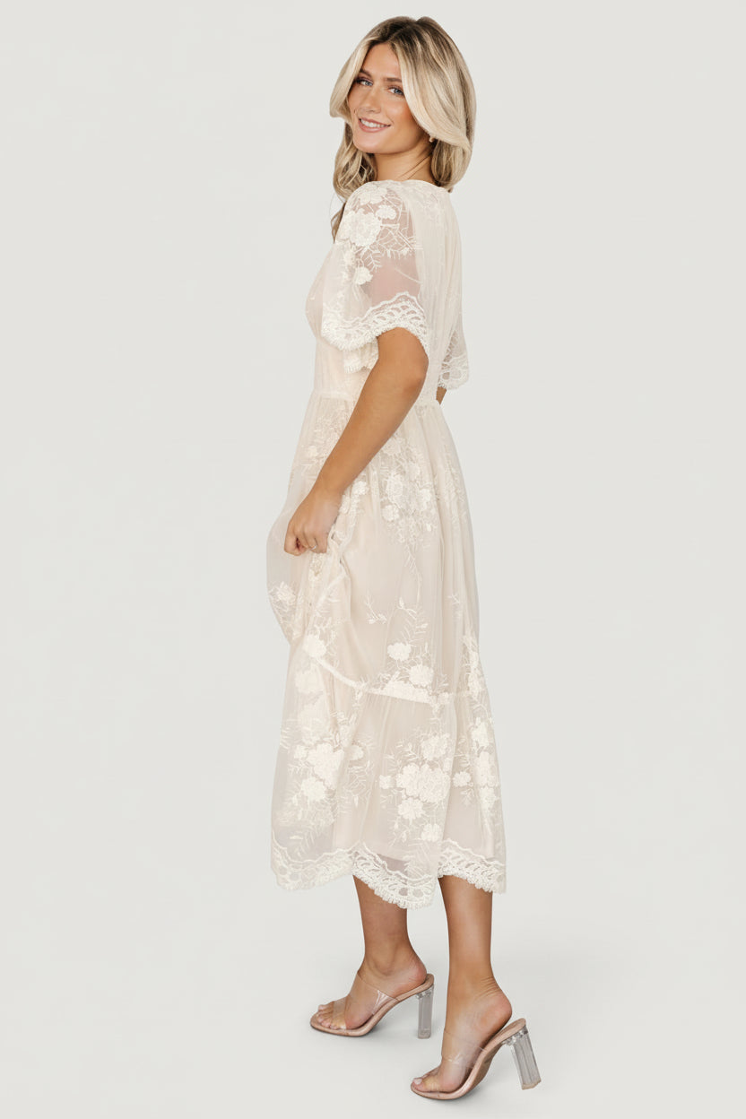Clarisa Lace Midi Dress | Baltic Born Vintage Cream