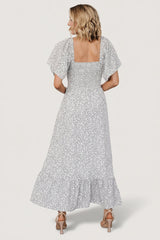 Cassis Smocked Midi Dress | Baltic Born Ivory + Black Floral