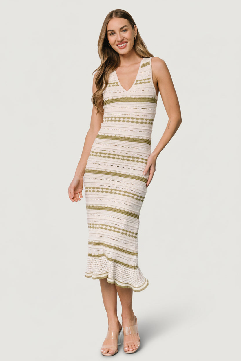 Nicolette Pointelle Dress | Baltic Born Cream + Sage