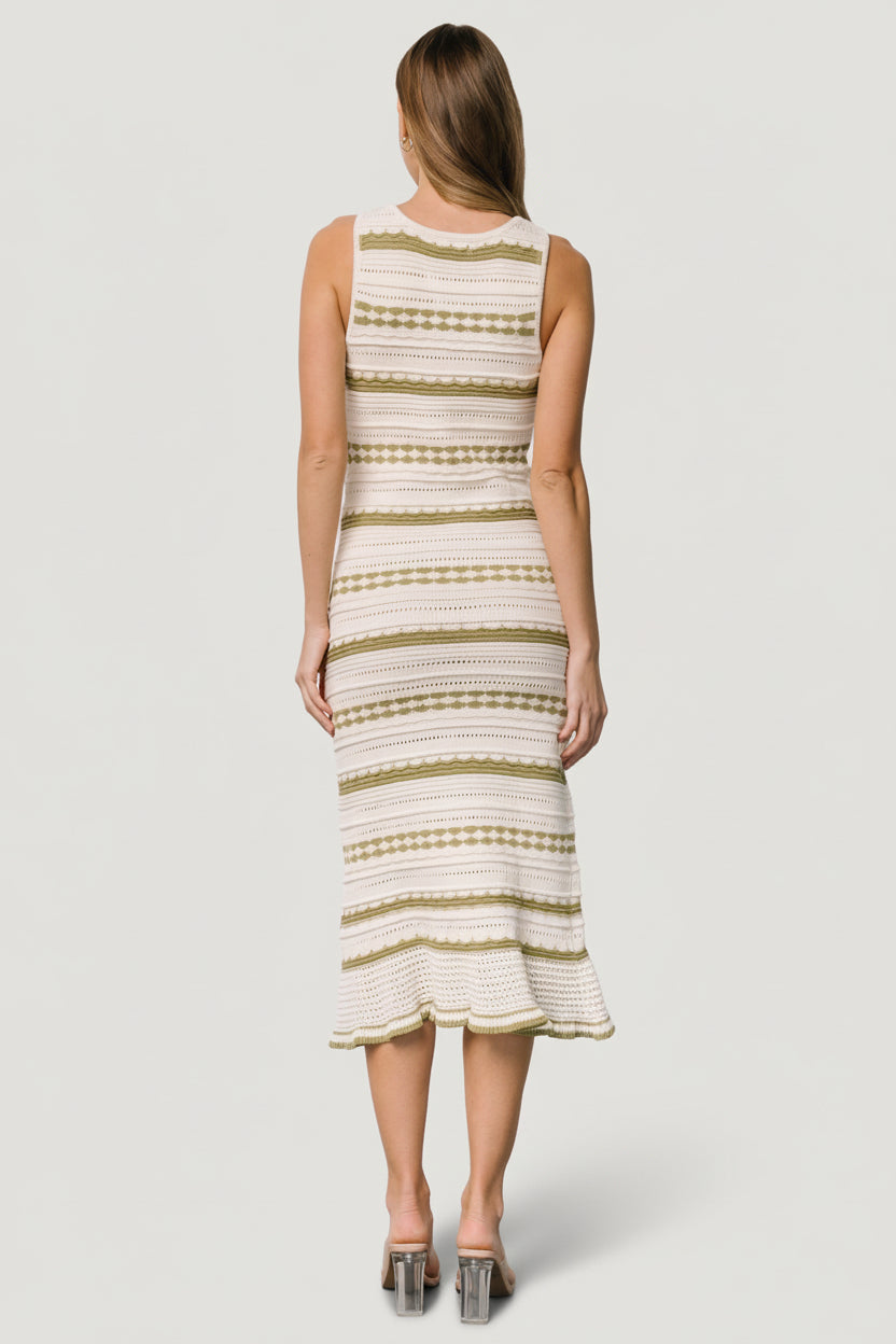 Nicolette Pointelle Dress | Baltic Born Cream + Sage