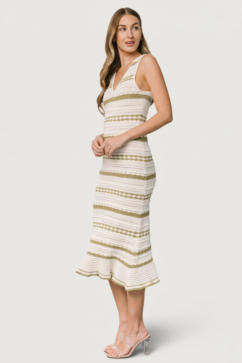 Nicolette Pointelle Dress | Baltic Born Cream + Sage