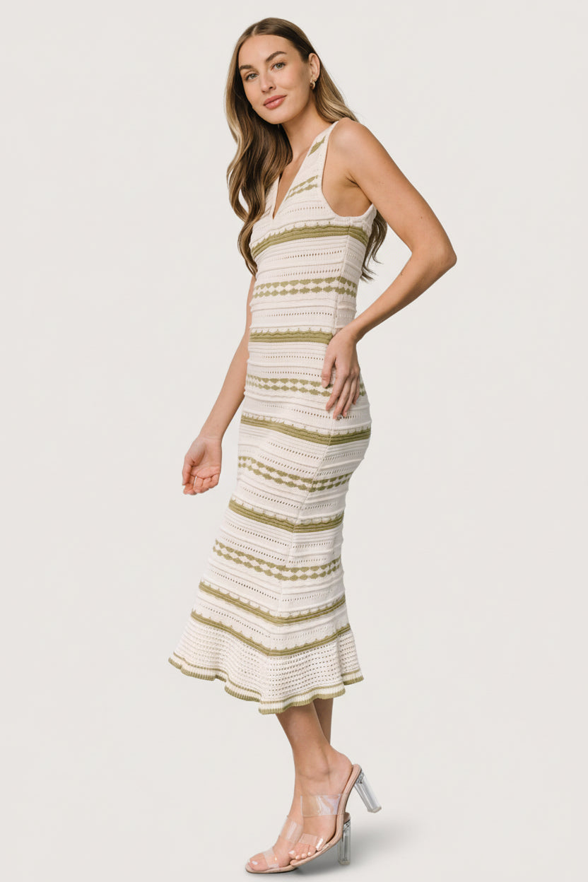 Nicolette Pointelle Dress | Baltic Born Cream + Sage