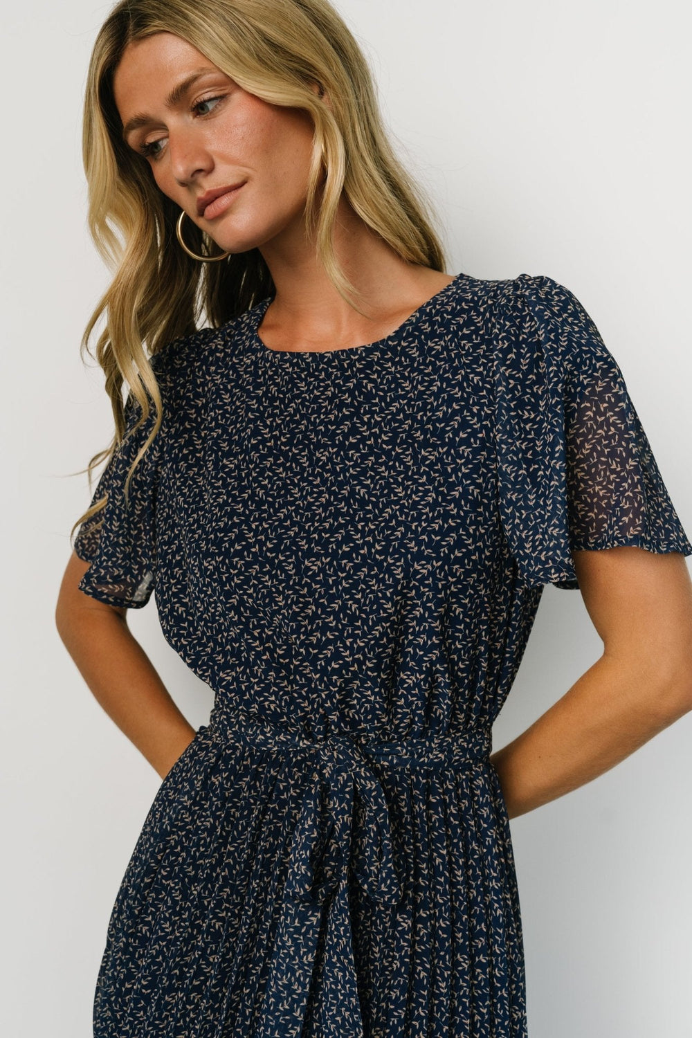 Prim Pleated Dress | Baltic Born Navy Print