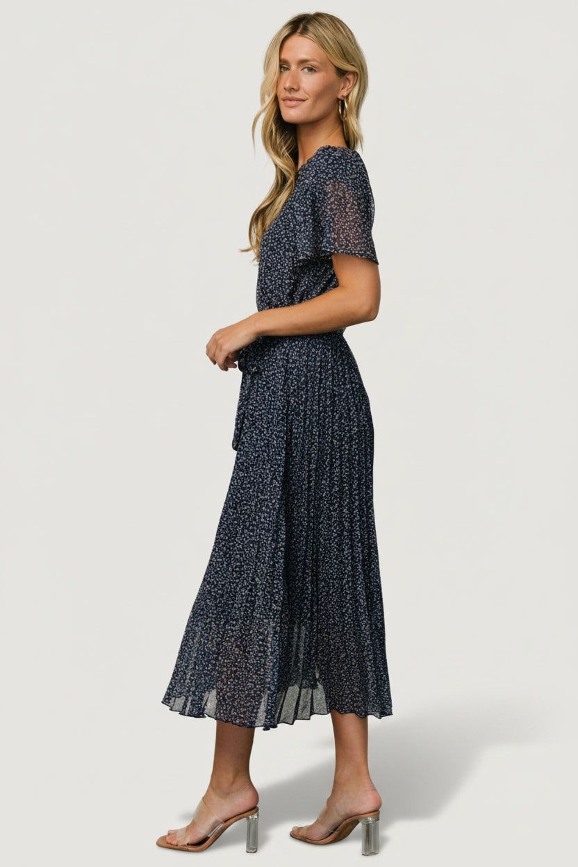 Prim Pleated Dress | Baltic Born Navy Print