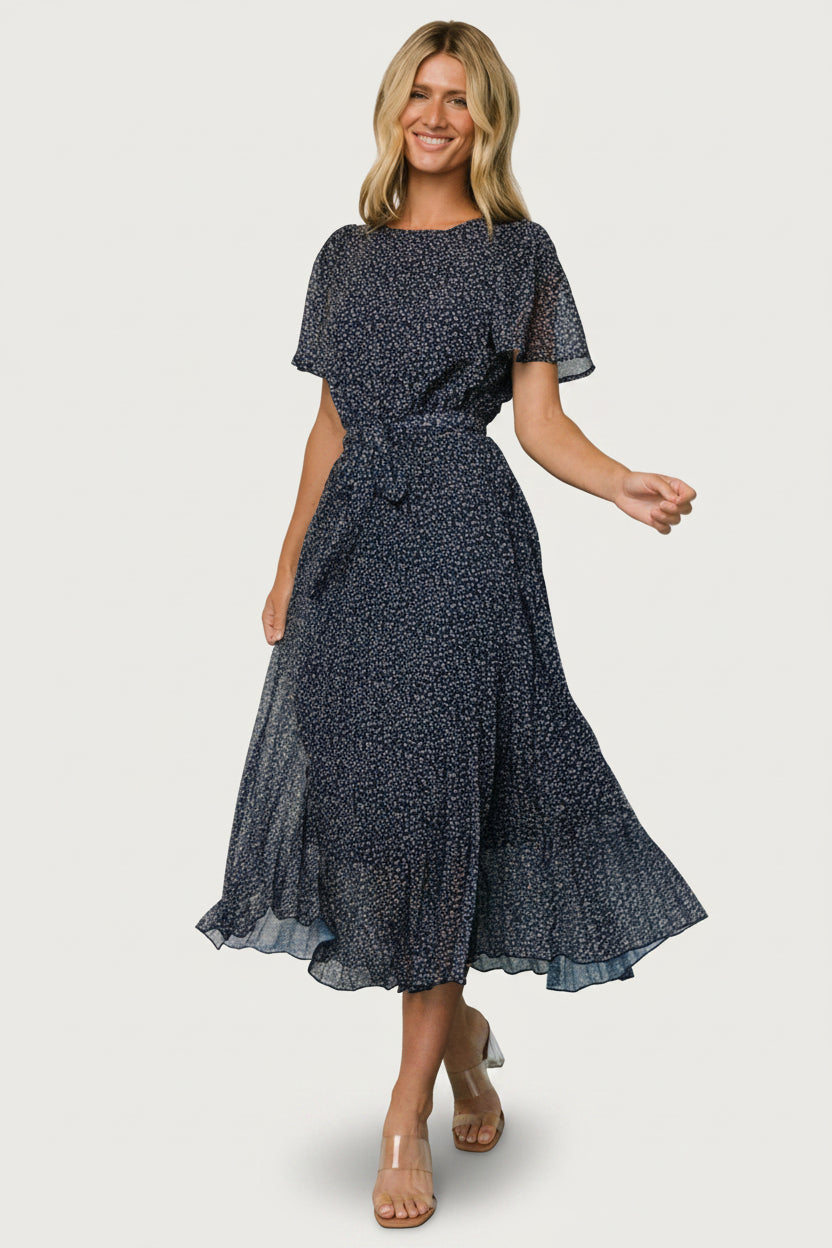 Prim Pleated Dress | Baltic Born Navy Print