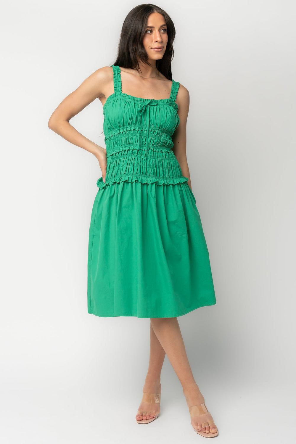 Twiggy Smocked Midi Dress | Baltic Born Green