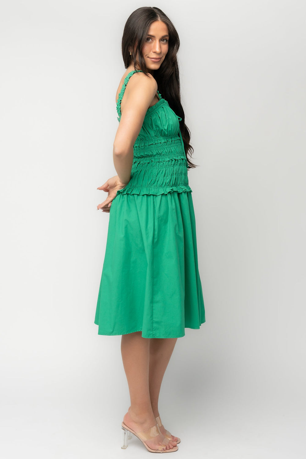 Twiggy Smocked Midi Dress | Baltic Born Green