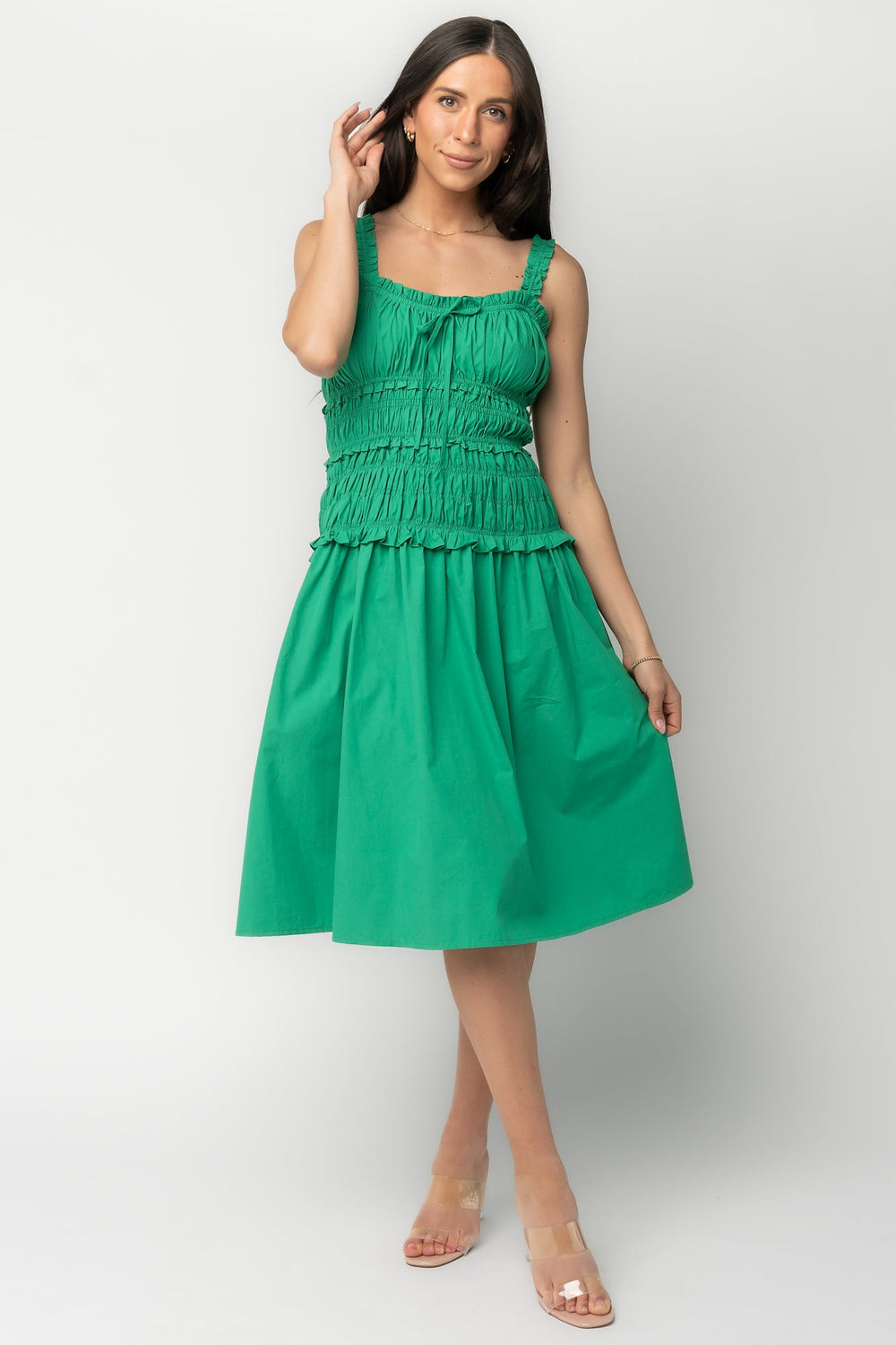 Twiggy Smocked Midi Dress | Baltic Born Green