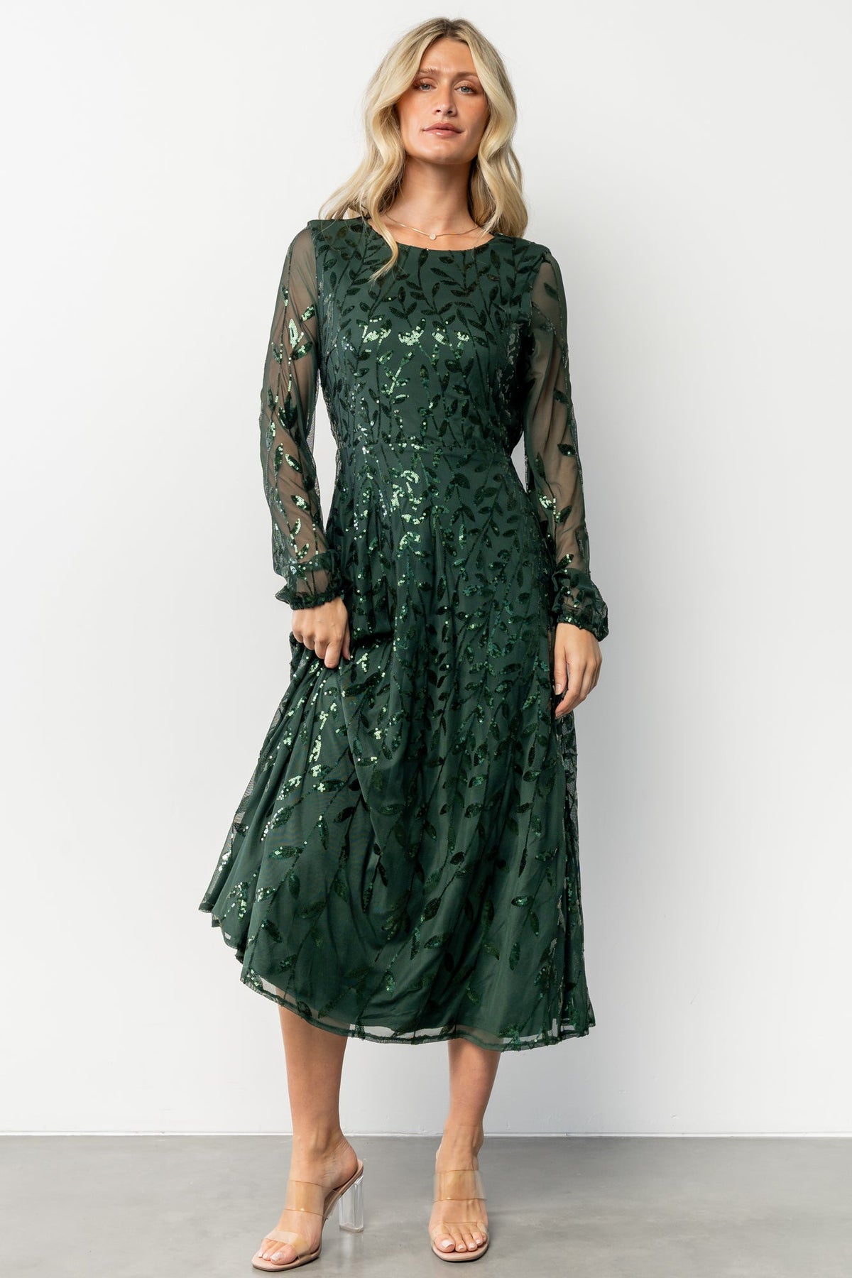 Kalla Sequin Midi Dress | Baltic Born Emerald