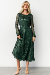 Kalla Sequin Midi Dress | Baltic Born Emerald