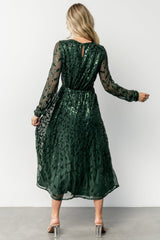 Kalla Sequin Midi Dress | Baltic Born Emerald