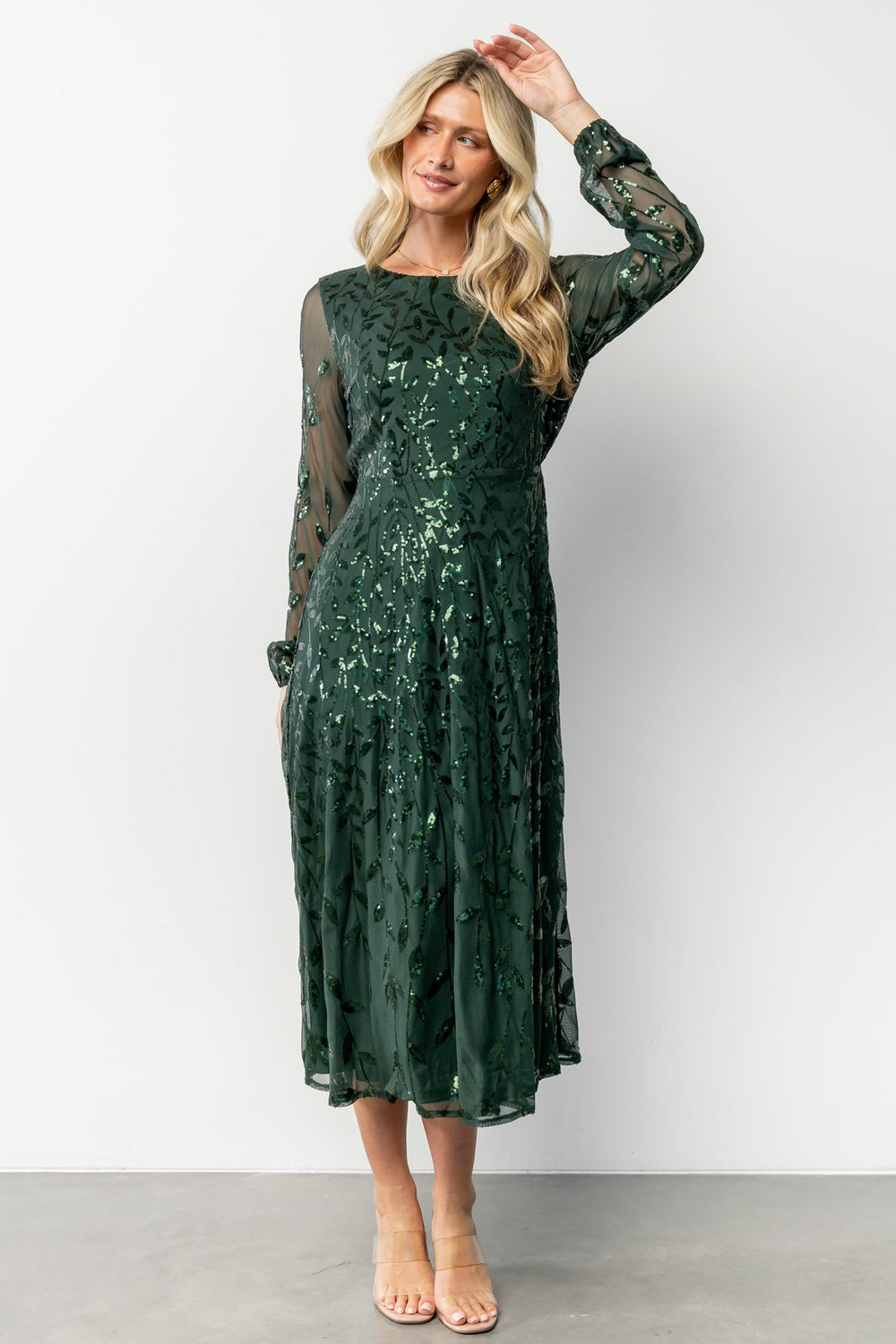 Kalla Sequin Midi Dress | Baltic Born Emerald