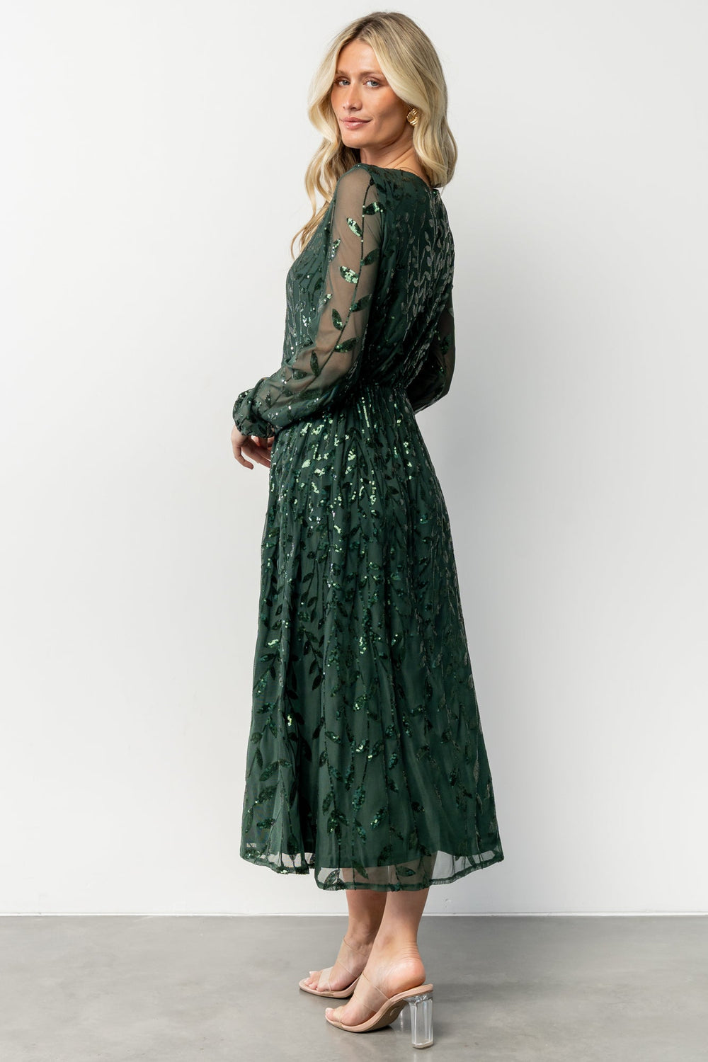 Kalla Sequin Midi Dress | Baltic Born Emerald