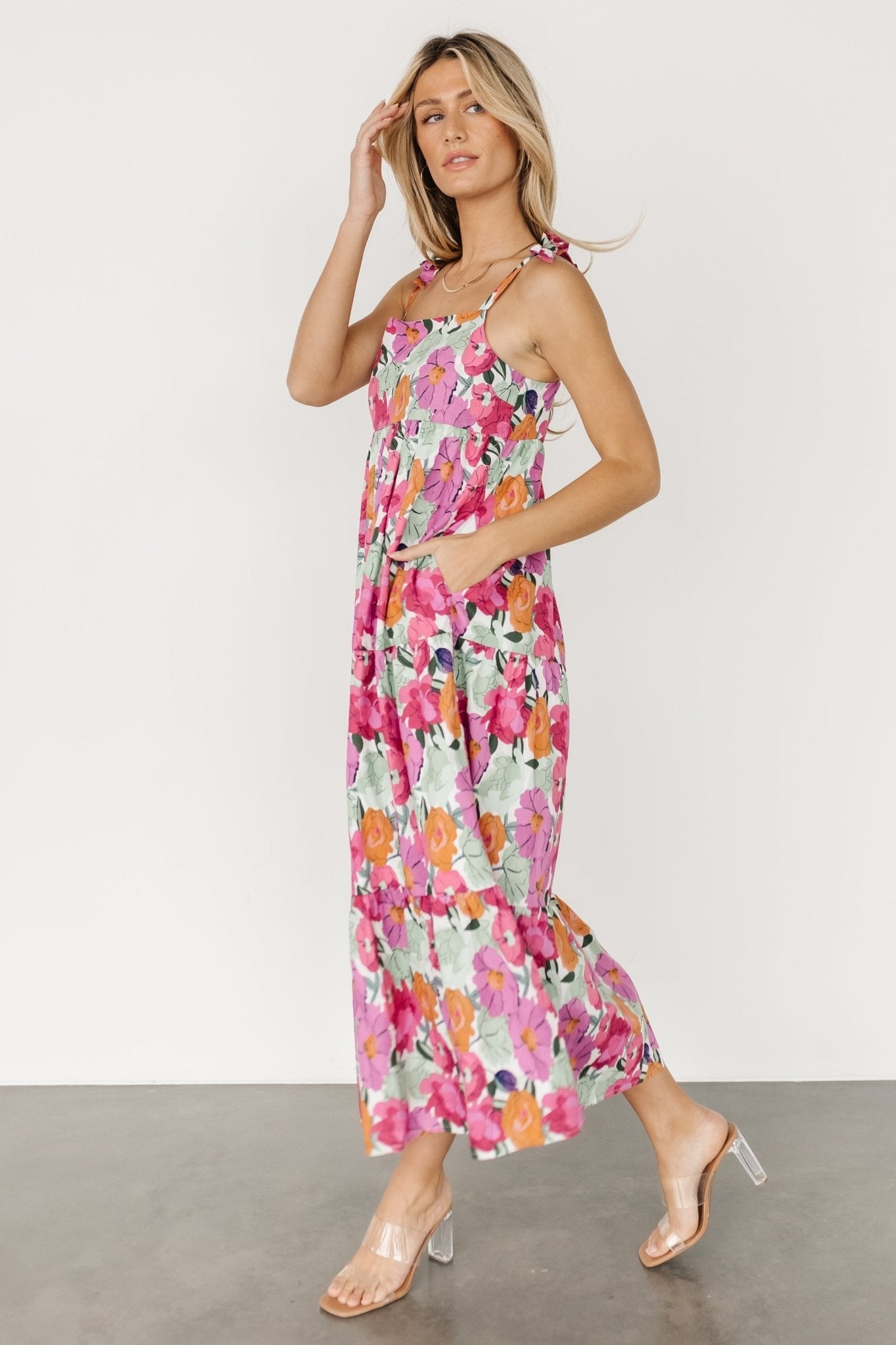Lakewood Tie Dress | Baltic Born Pink Multi