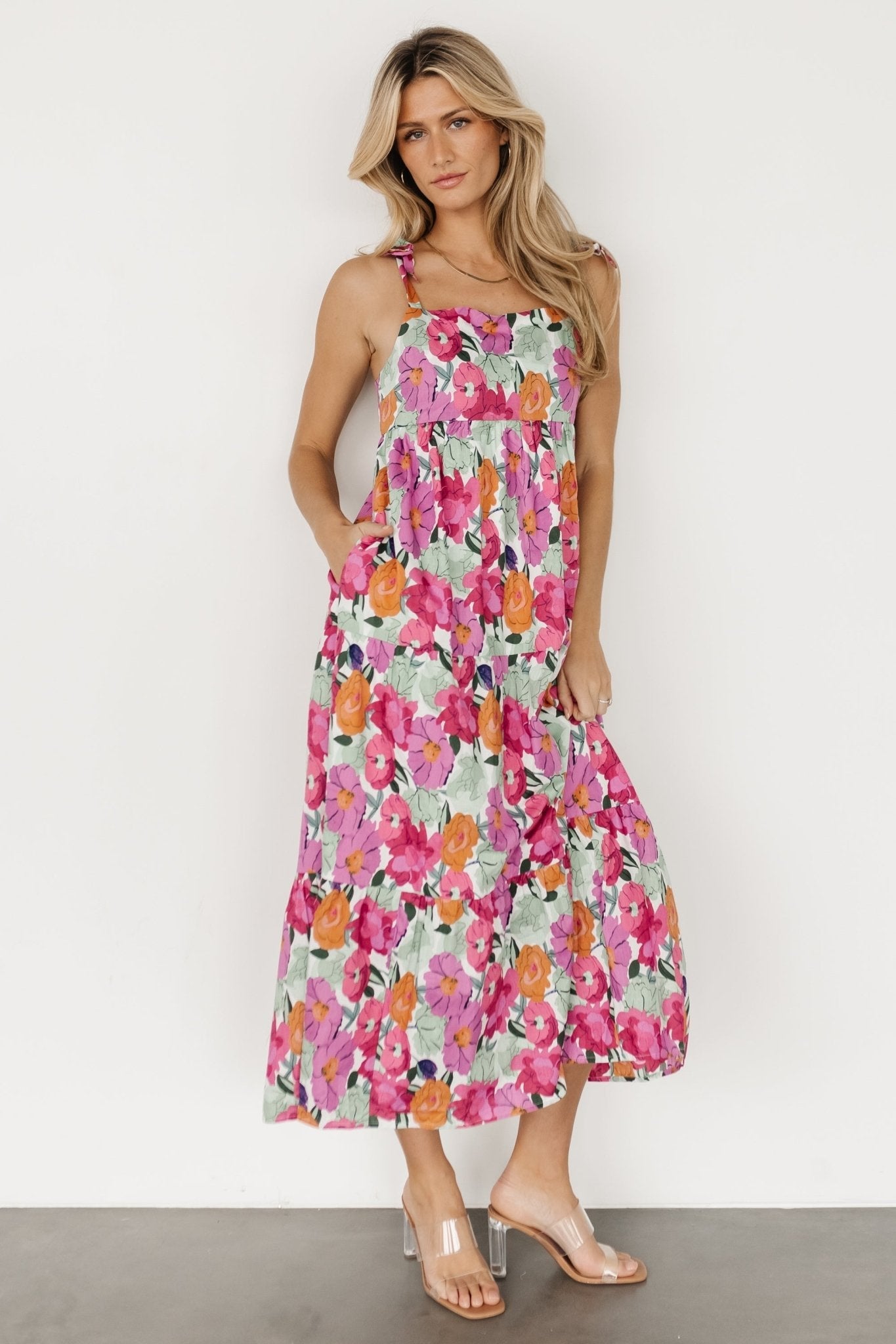 Lakewood Tie Dress | Baltic Born Pink Multi