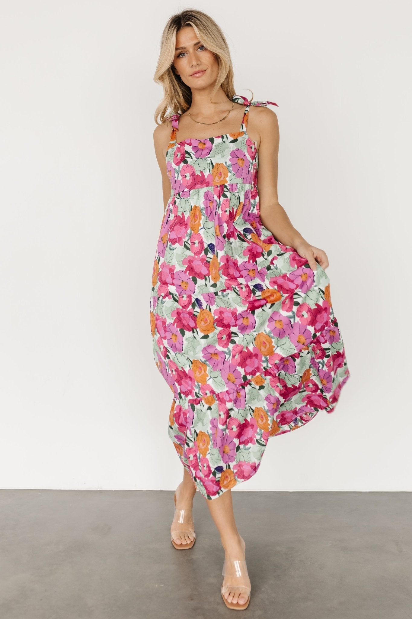 Lakewood Tie Dress | Baltic Born Pink Multi