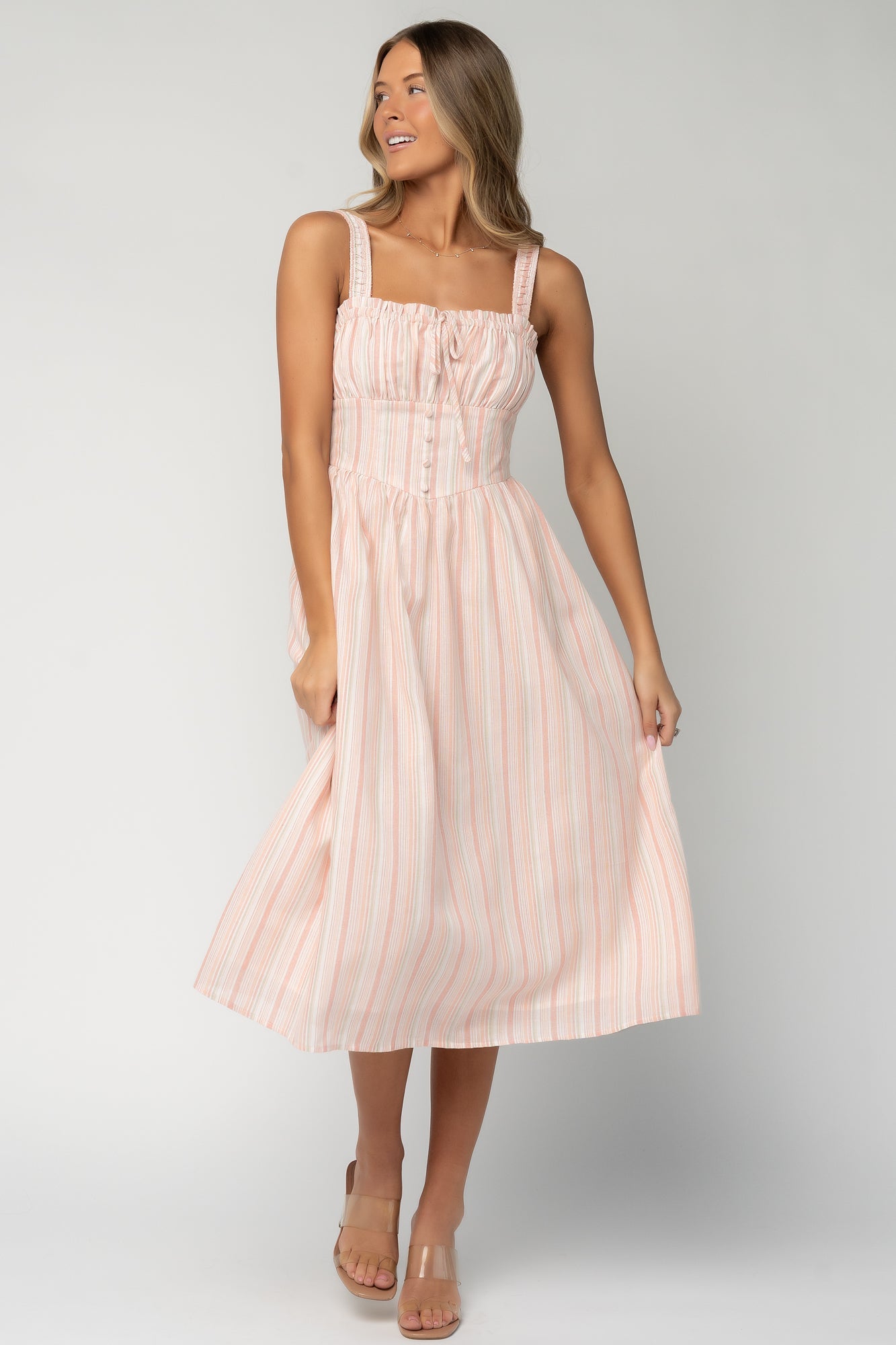 Melina Midi Dress | Baltic Born Peach Stripe