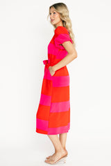 Andi Striped Midi Dress | Baltic Born Red + Pink