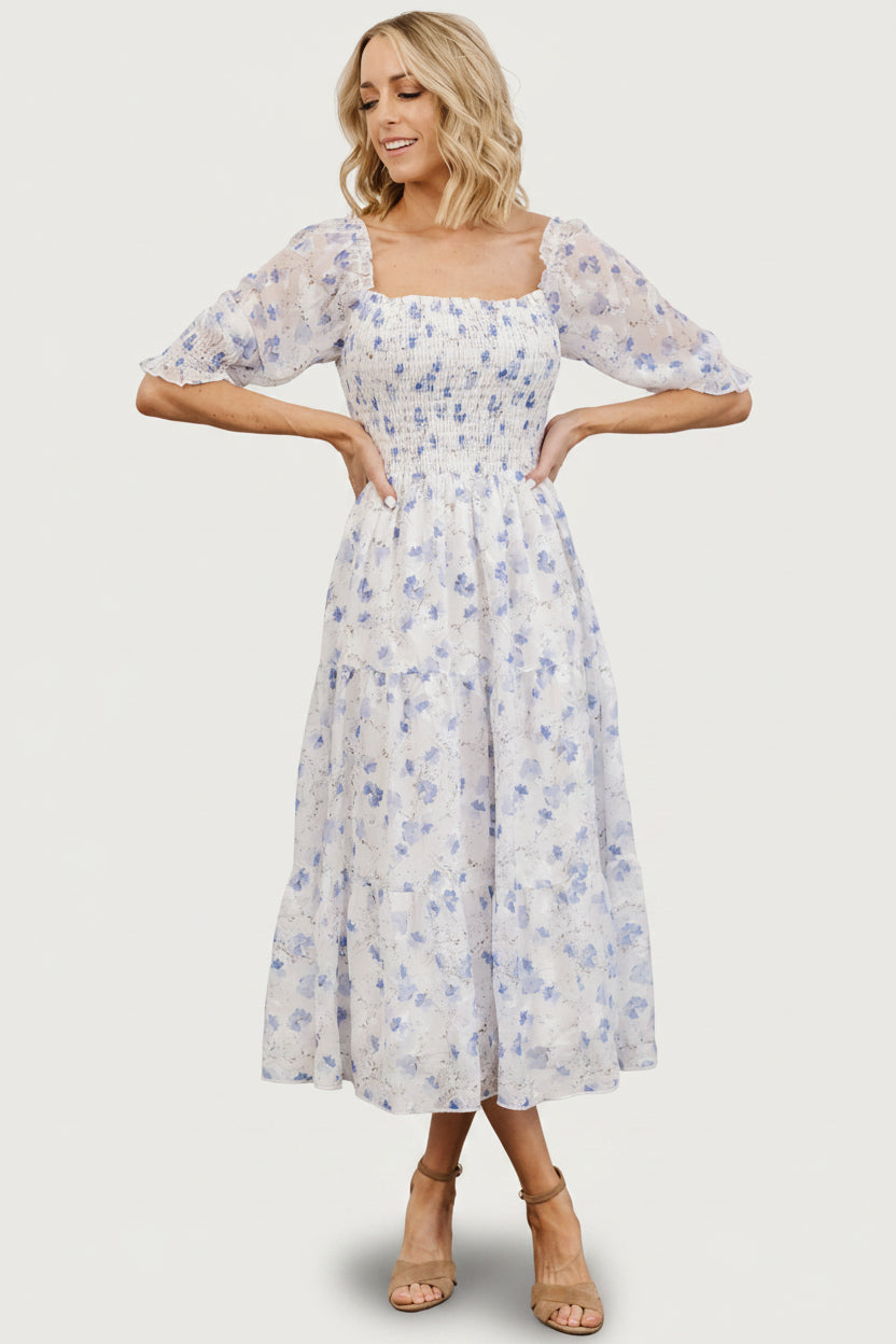 Fabian Jacquard Midi Dress | Baltic Born Blue Floral