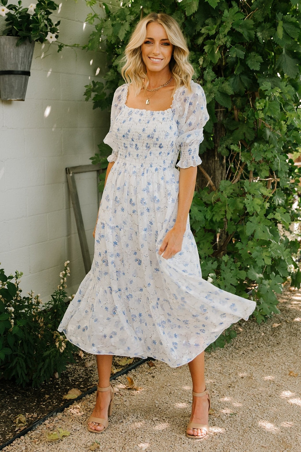Fabian Jacquard Midi Dress | Baltic Born Blue Floral