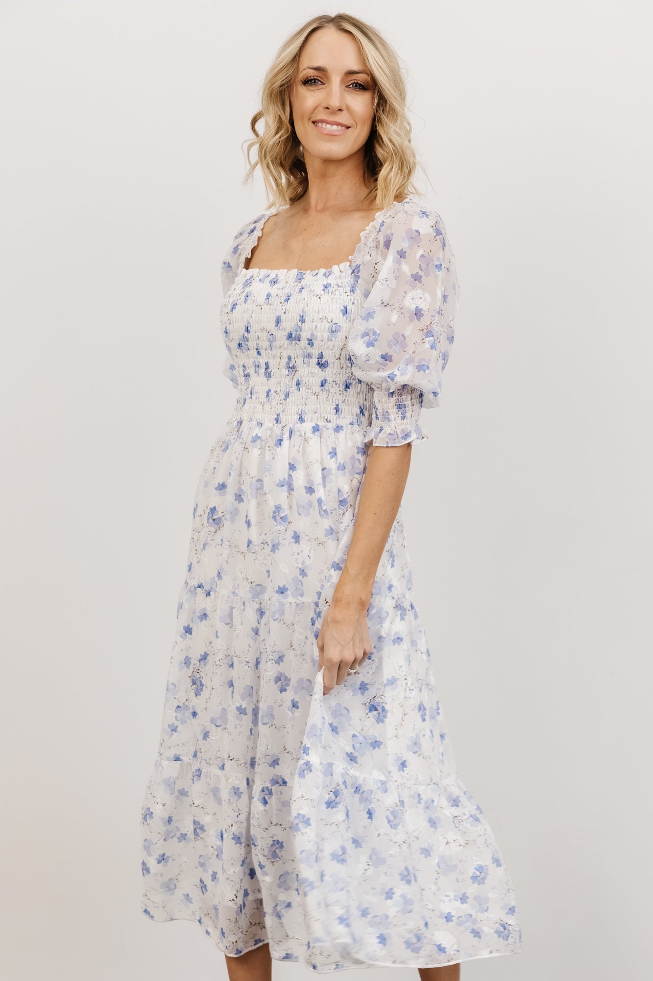 Fabian Jacquard Midi Dress | Baltic Born Blue Floral