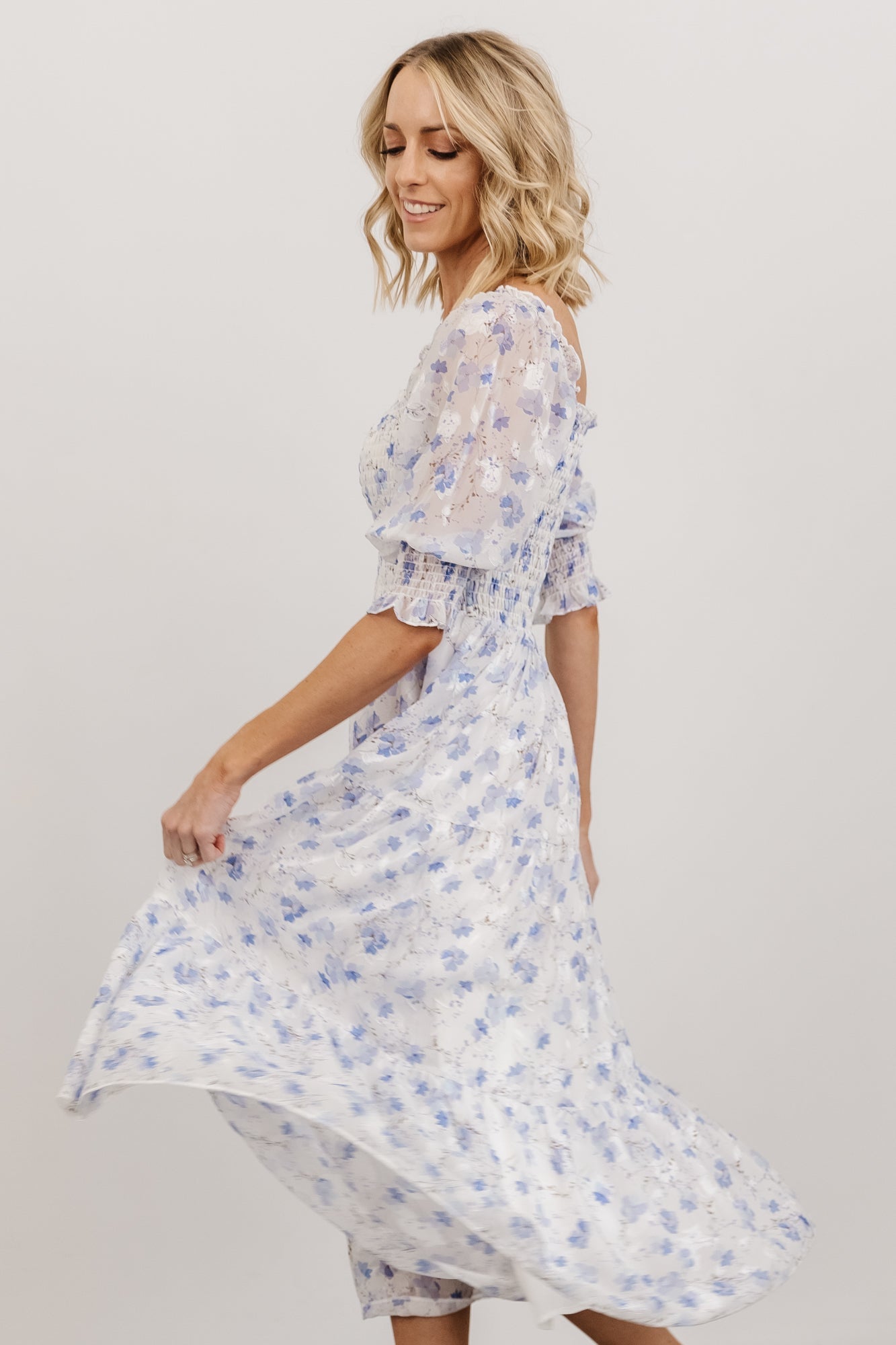 Fabian Jacquard Midi Dress | Baltic Born Blue Floral