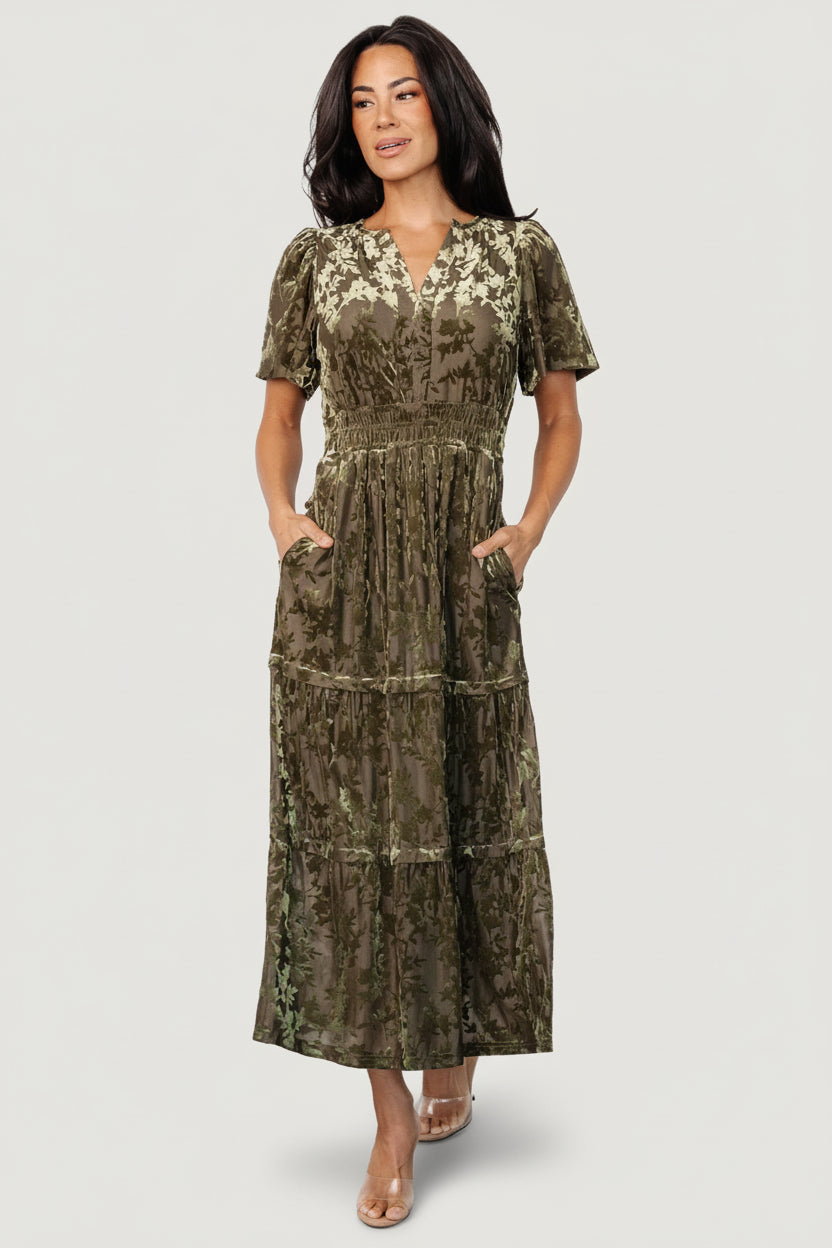 Bronwyn Velvet Dress | Baltic Born Olive