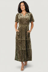 Bronwyn Velvet Dress | Baltic Born Olive