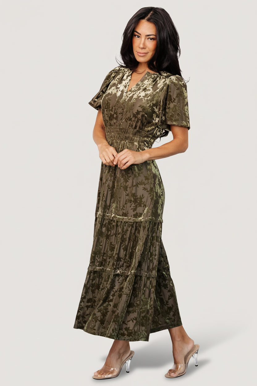 Bronwyn Velvet Dress | Baltic Born Olive