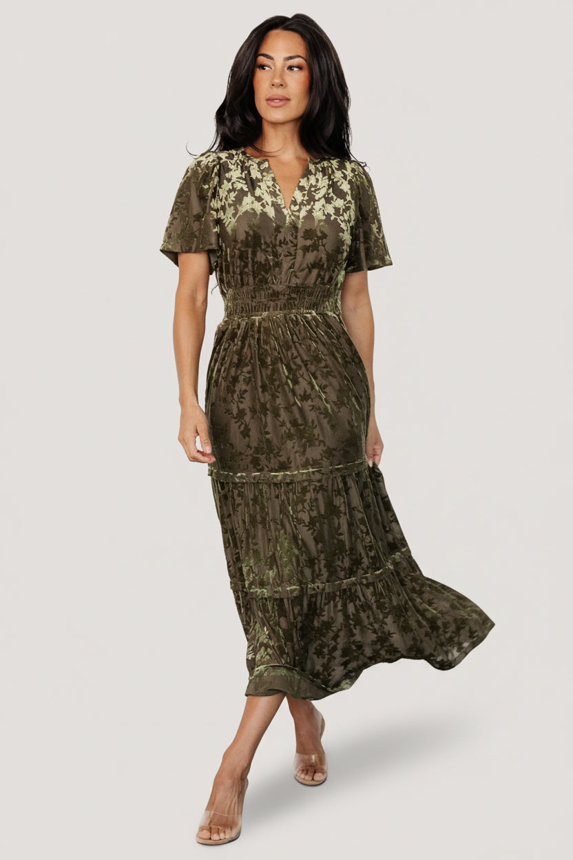Bronwyn Velvet Dress | Baltic Born Olive