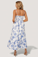 Cherie Jacquard Dress | Baltic Born Off White + Blue Floral