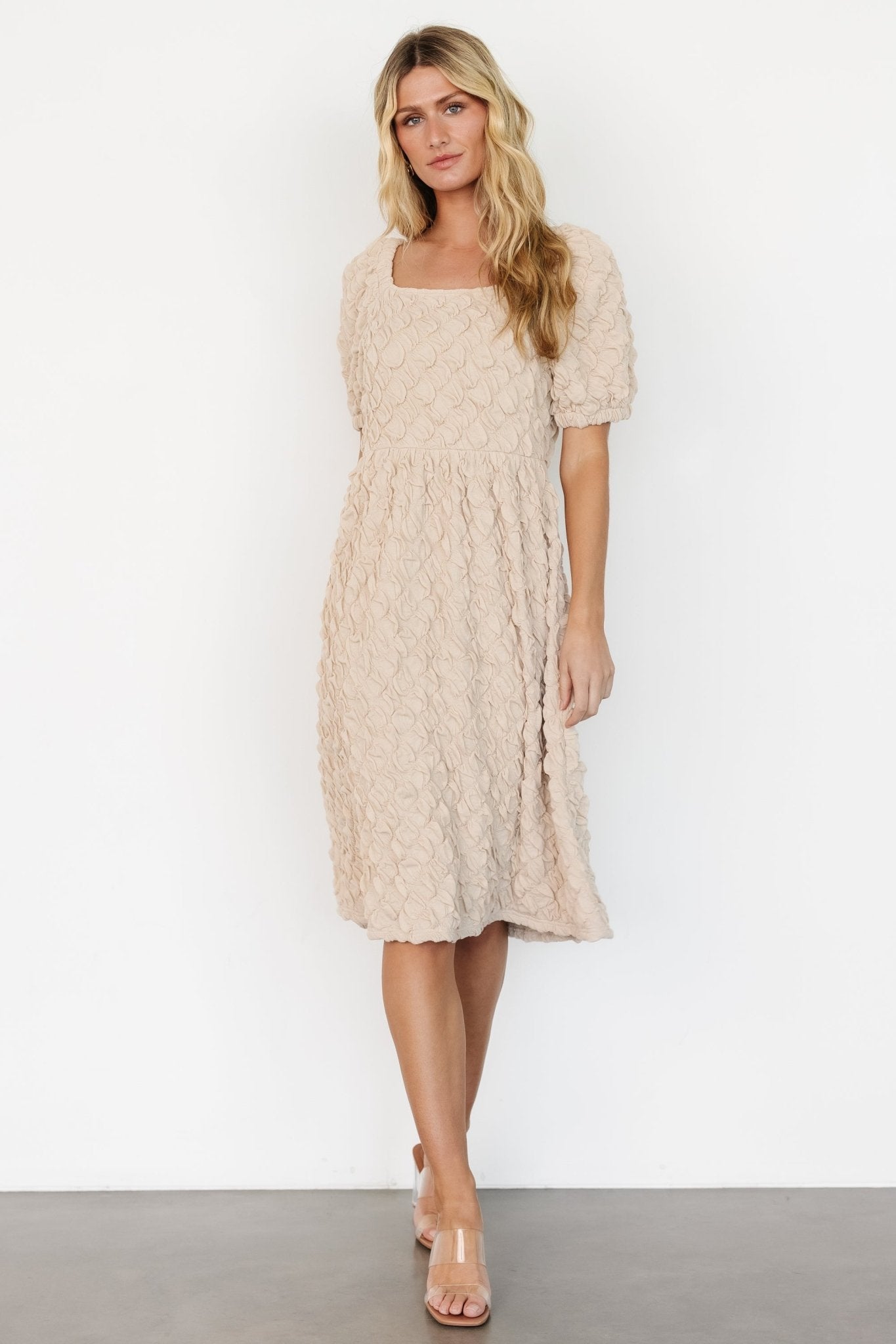 Keri Gathered Dress | Baltic Born Light Taupe